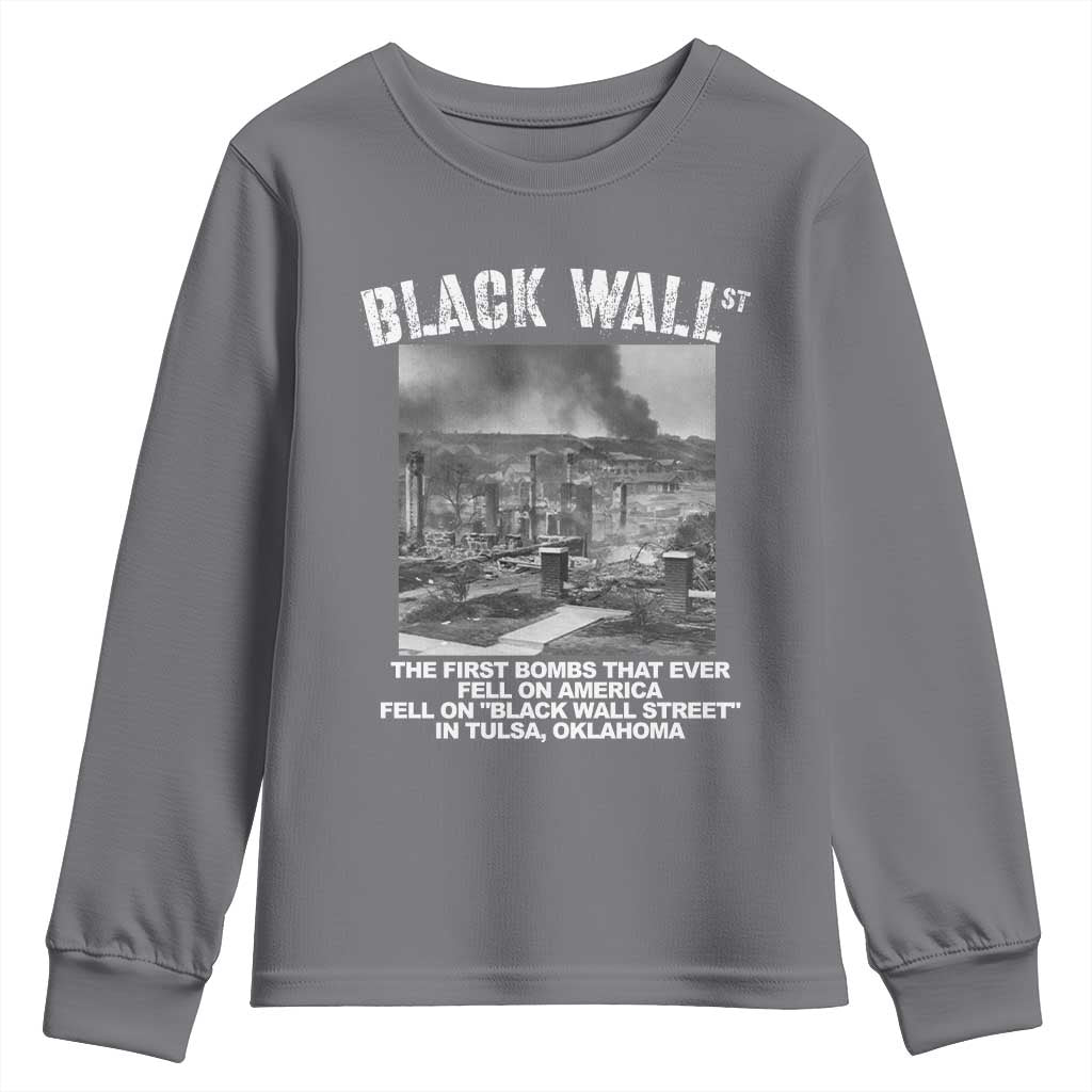 Black Wall Street First Bombs Youth Sweatshirt Tulsa Oklahoma Black History Month