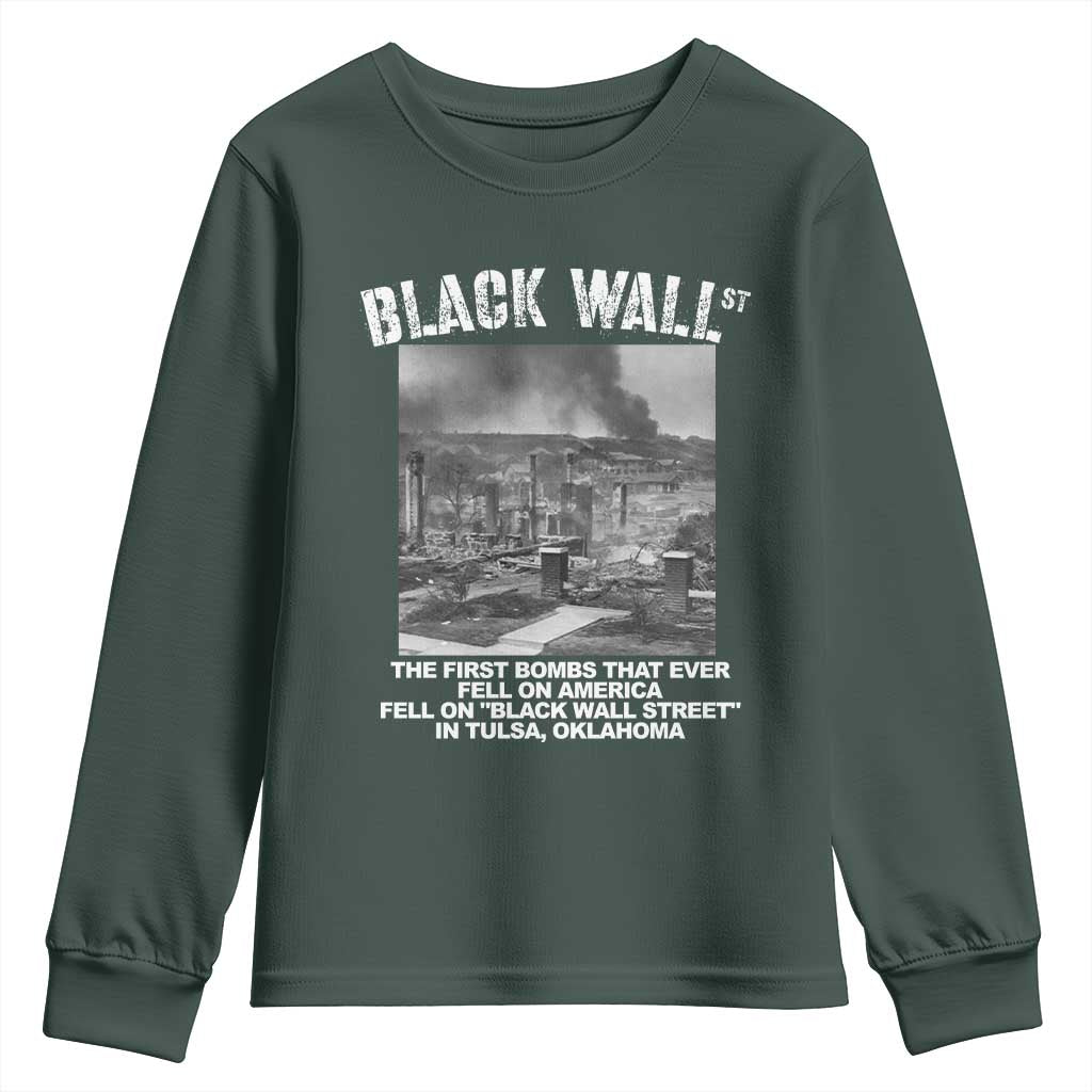 Black Wall Street First Bombs Youth Sweatshirt Tulsa Oklahoma Black History Month