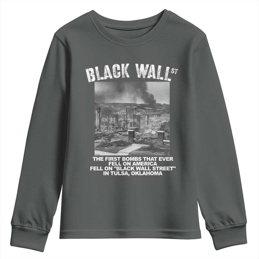 Black Wall Street First Bombs Youth Sweatshirt Tulsa Oklahoma Black History Month