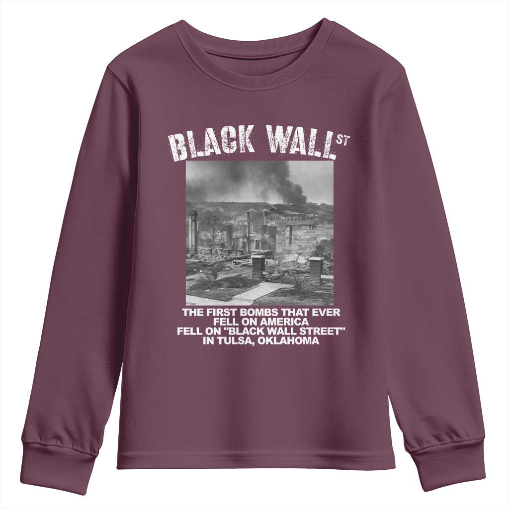Black Wall Street First Bombs Youth Sweatshirt Tulsa Oklahoma Black History Month