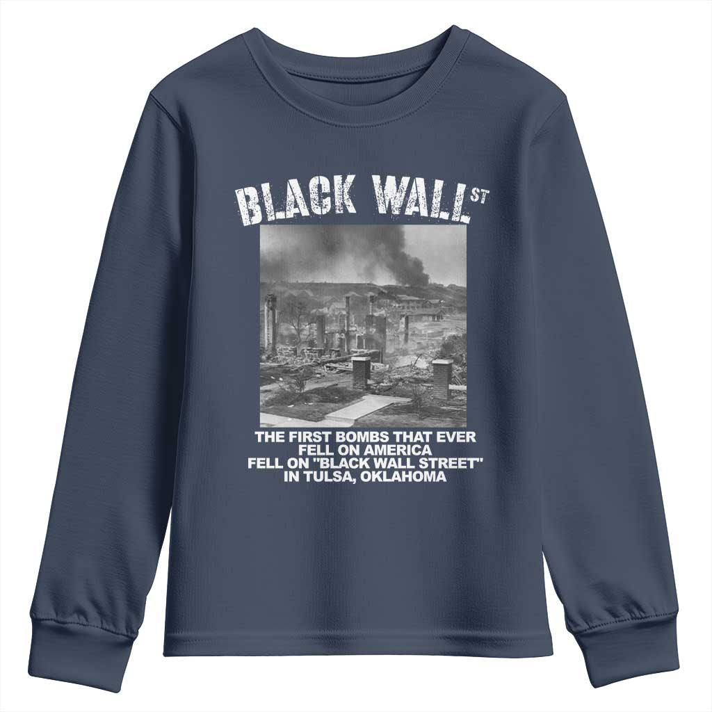 Black Wall Street First Bombs Youth Sweatshirt Tulsa Oklahoma Black History Month