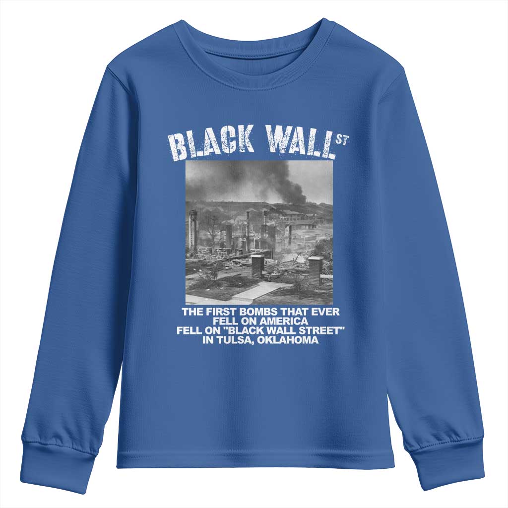Black Wall Street First Bombs Youth Sweatshirt Tulsa Oklahoma Black History Month