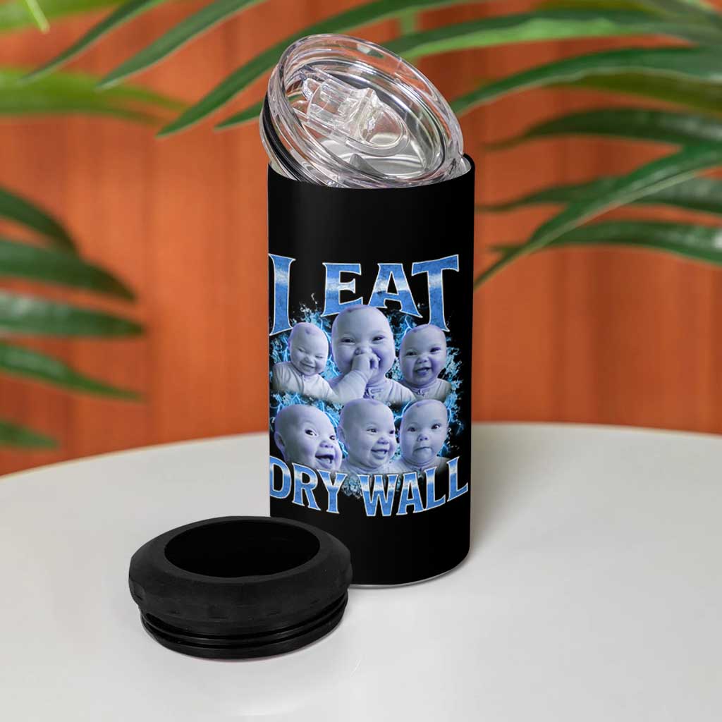Funny AI Baby Meme Laughing 4 in 1 Can Cooler Tumbler I Eat Dry Wall Baby Brainrot - Wonder Print Shop