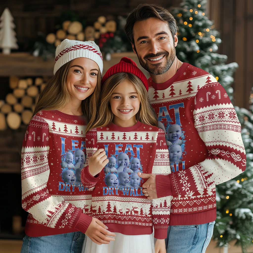Funny AI Baby Meme Laughing Ugly Christmas Sweater I Eat Dry Wall Baby Brainrot - Wonder Print Shop