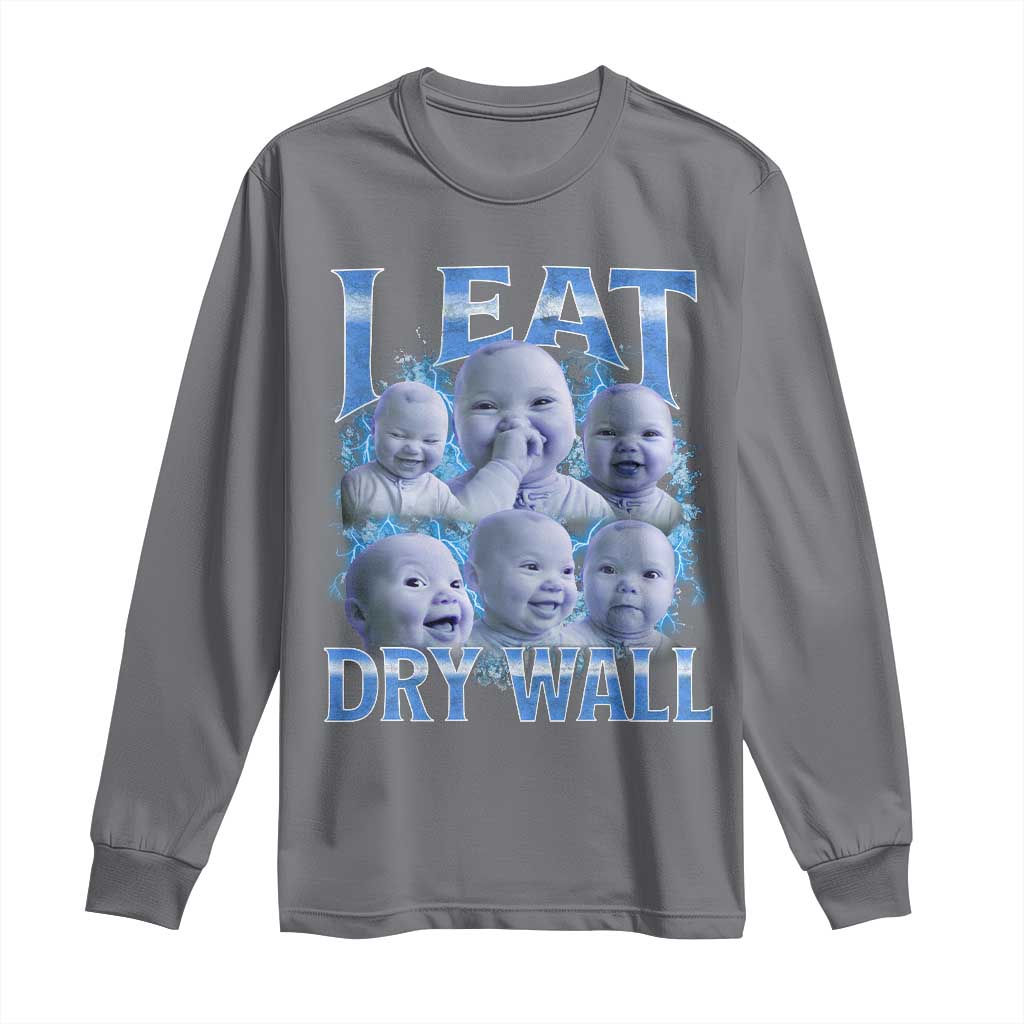 Funny AI Baby Meme Laughing Long Sleeve Shirt I Eat Dry Wall Baby Brainrot - Wonder Print Shop