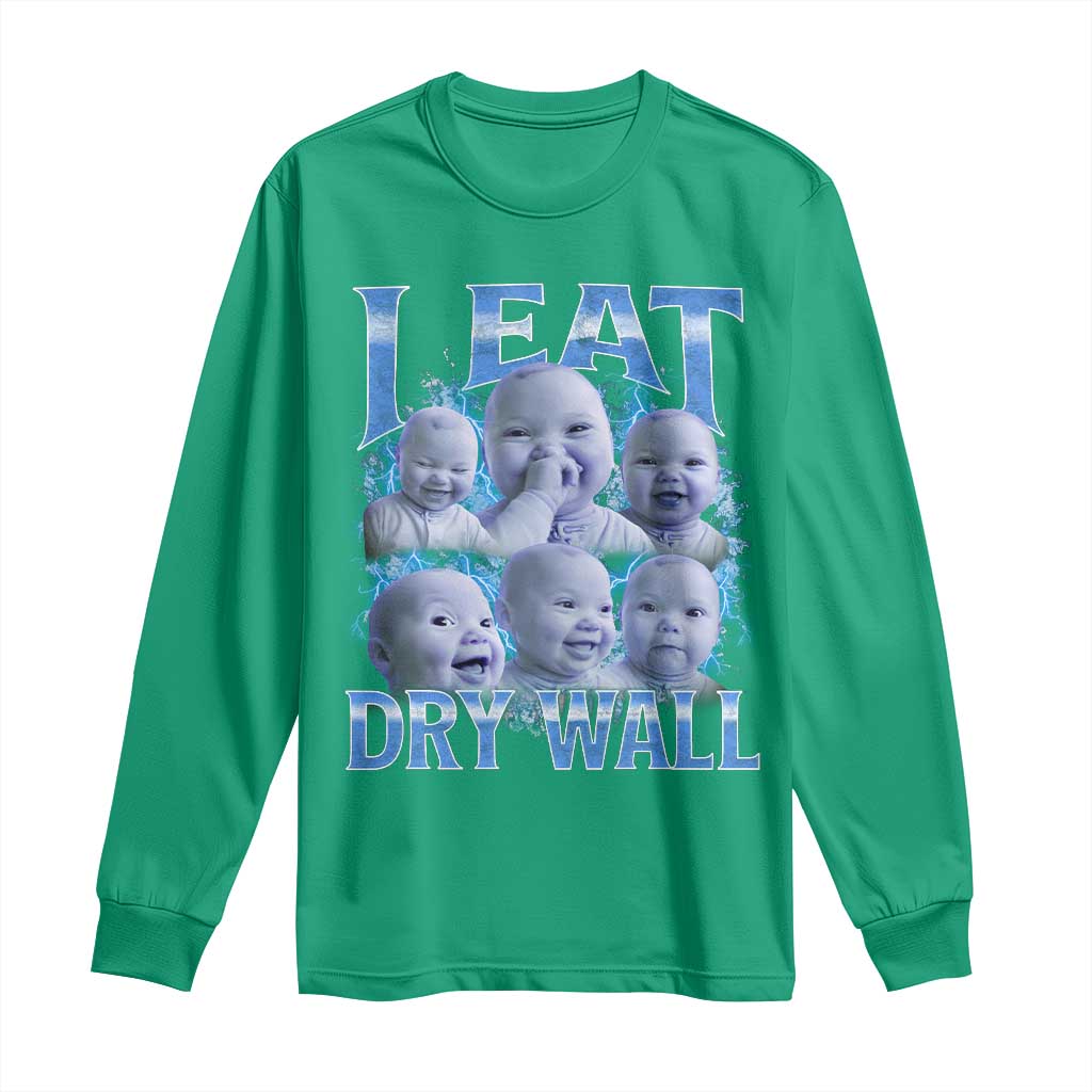 Funny AI Baby Meme Laughing Long Sleeve Shirt I Eat Dry Wall Baby Brainrot - Wonder Print Shop
