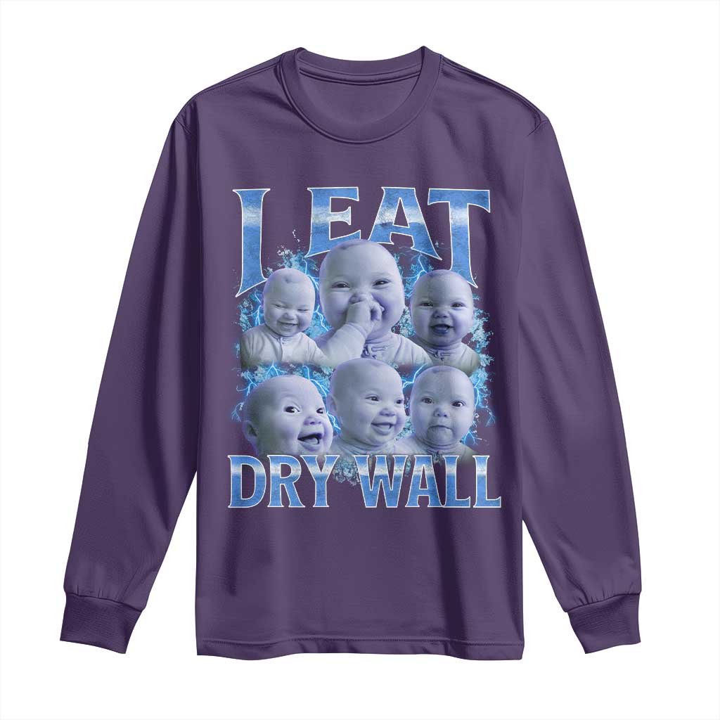 Funny AI Baby Meme Laughing Long Sleeve Shirt I Eat Dry Wall Baby Brainrot - Wonder Print Shop