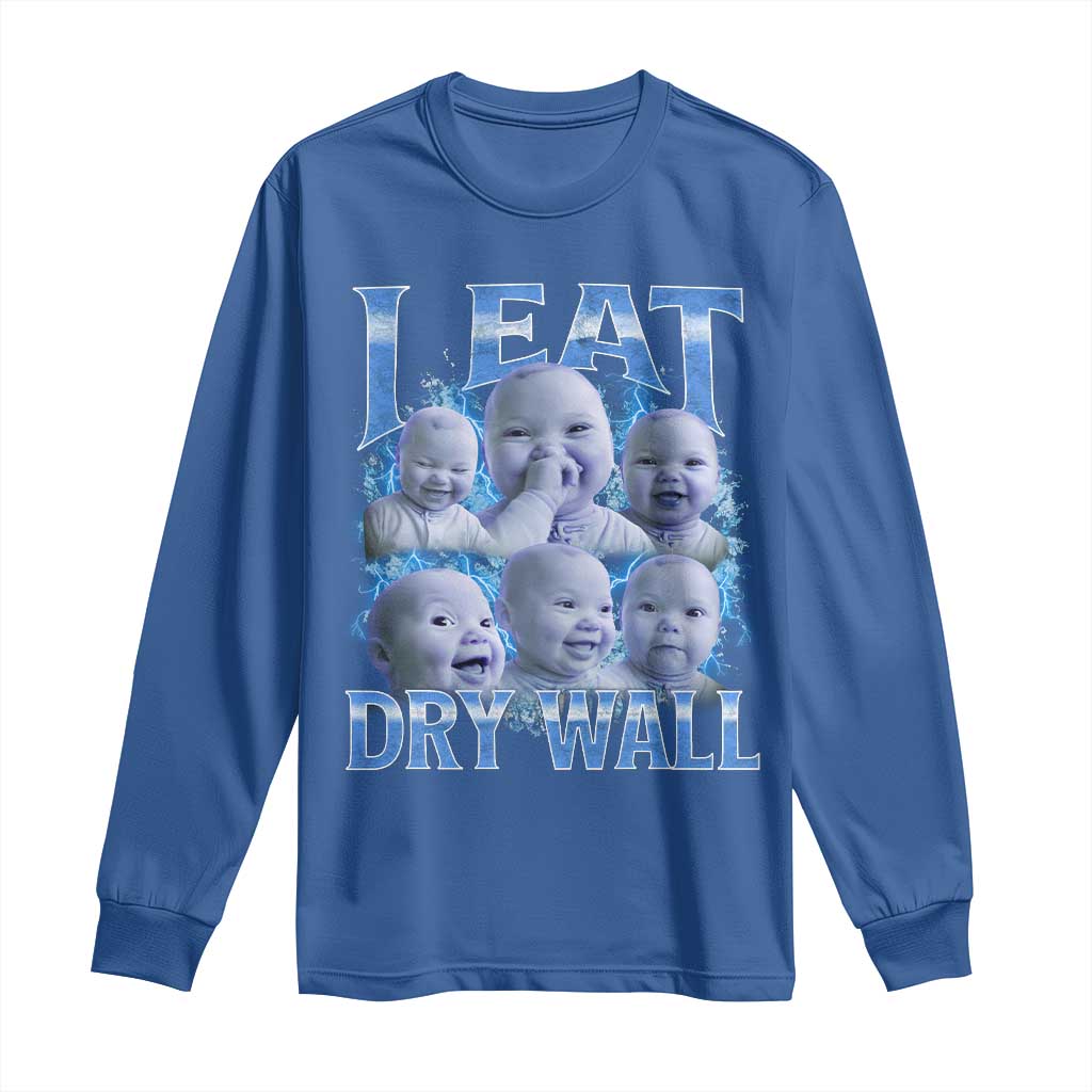 Funny AI Baby Meme Laughing Long Sleeve Shirt I Eat Dry Wall Baby Brainrot - Wonder Print Shop