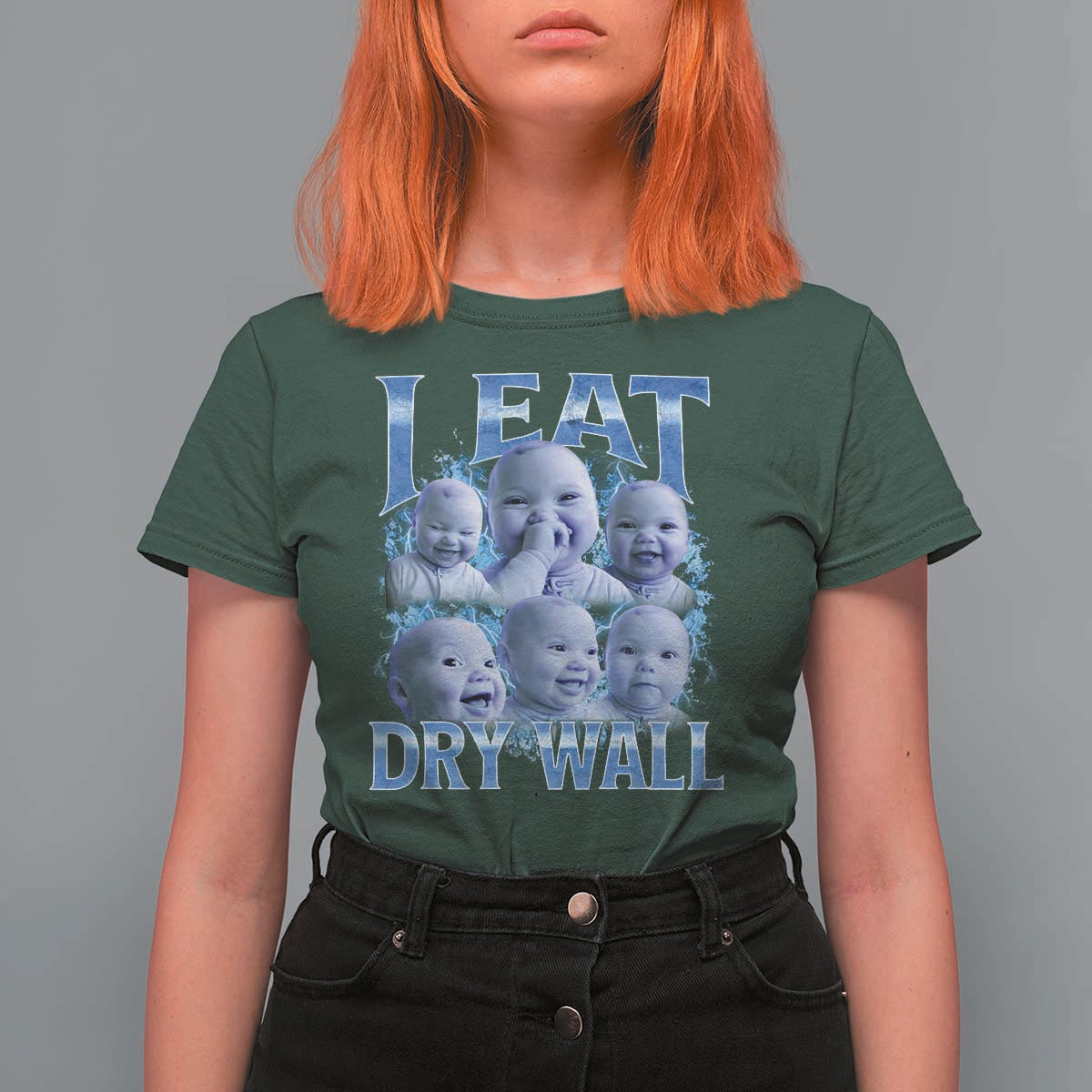 Funny AI Baby Meme Laughing T Shirt For Women I Eat Dry Wall Baby Brainrot - Wonder Print Shop