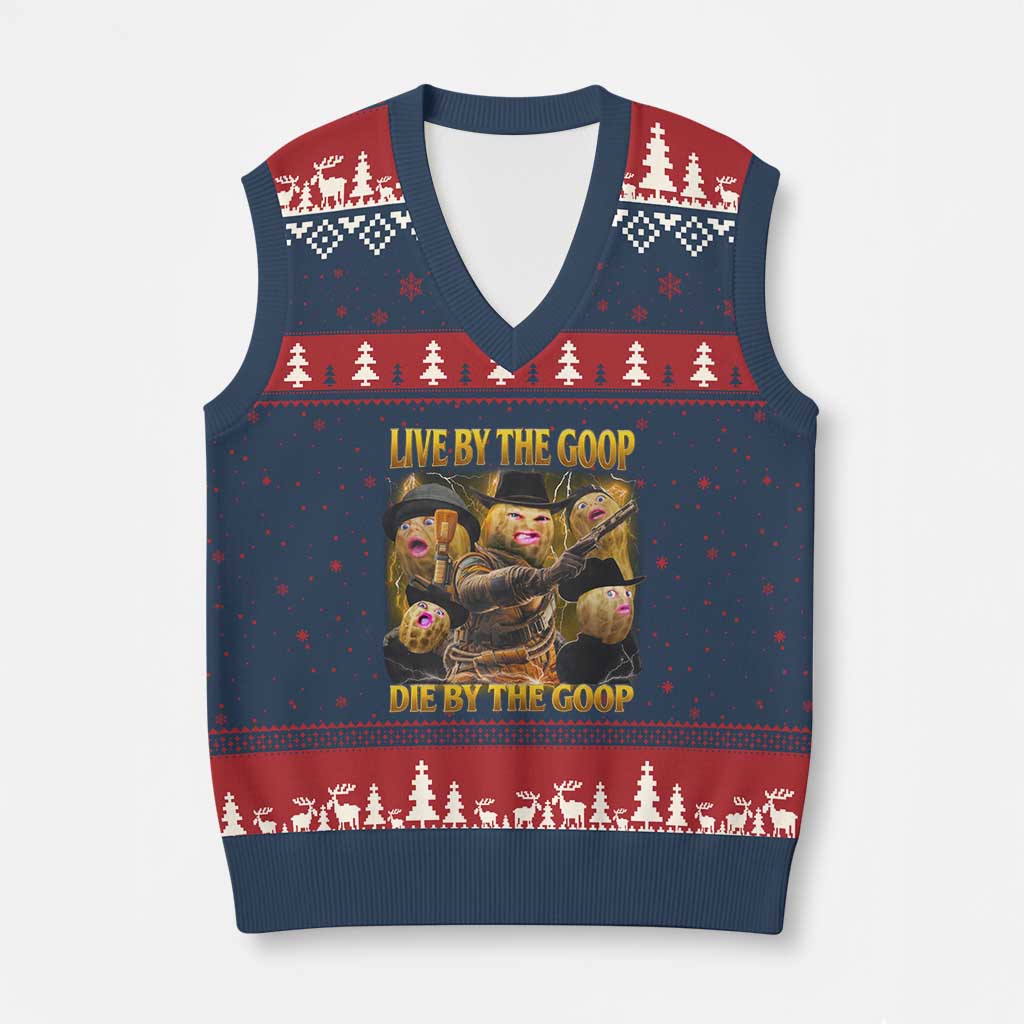 Funny Live By The Goop Die By The Goop V-Neck Knit Sweater Vest - Wonder Print Shop