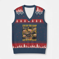 Funny Live By The Goop Die By The Goop V-Neck Knit Sweater Vest - Wonder Print Shop