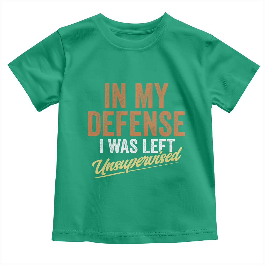 Funny In My Defense I Was Left Unsupervised Toddler T Shirt Retro Vintage Sarcastic Joke - Wonder Print Shop