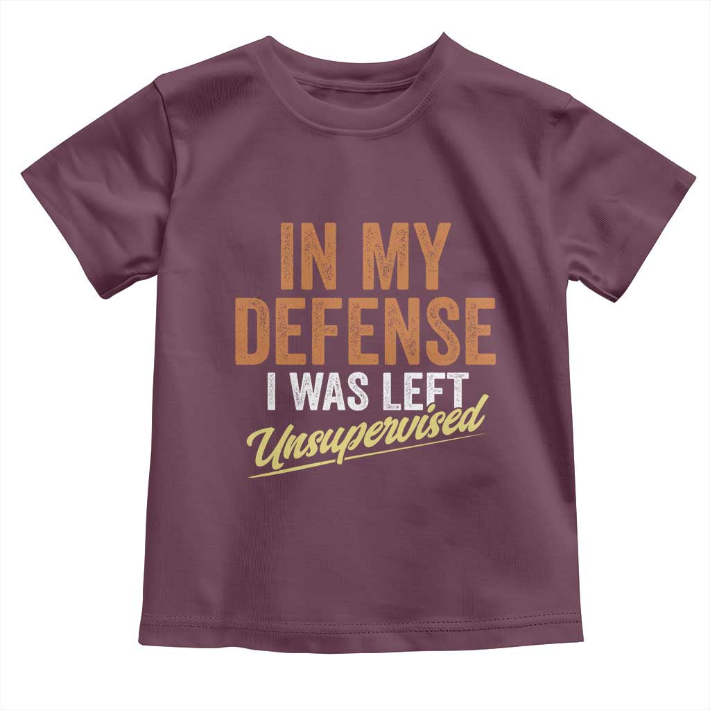 Funny In My Defense I Was Left Unsupervised Toddler T Shirt Retro Vintage Sarcastic Joke - Wonder Print Shop