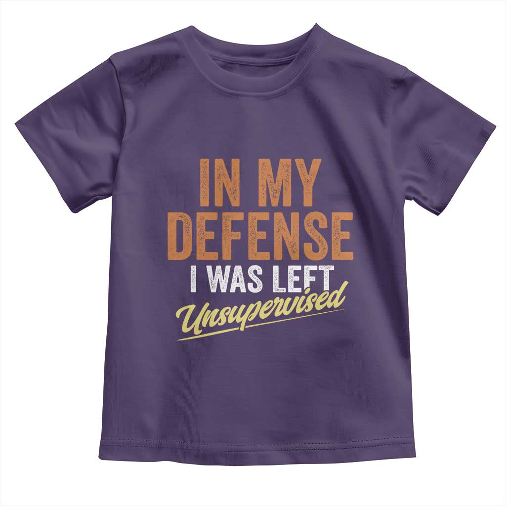 Funny In My Defense I Was Left Unsupervised Toddler T Shirt Retro Vintage Sarcastic Joke - Wonder Print Shop