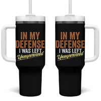 Funny In My Defense I Was Left Unsupervised Tumbler With Handle Retro Vintage Sarcastic Joke - Wonder Print Shop