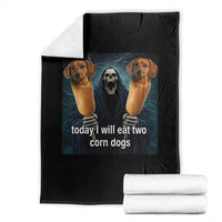 Today I Will Eat Two Corn Dogs Skeleton Meme Throw Blanket
