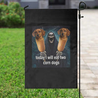 Today I Will Eat Two Corn Dogs Skeleton Meme Garden Flag