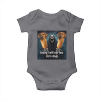 Today I Will Eat Two Corn Dogs Skeleton Meme Baby Onesie