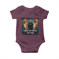 Today I Will Eat Two Corn Dogs Skeleton Meme Baby Onesie