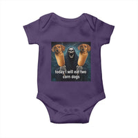 Today I Will Eat Two Corn Dogs Skeleton Meme Baby Onesie