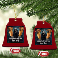 Today I Will Eat Two Corn Dogs Skeleton Meme Ceramic Ornament
