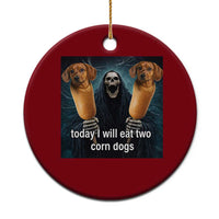 Today I Will Eat Two Corn Dogs Skeleton Meme Ceramic Ornament