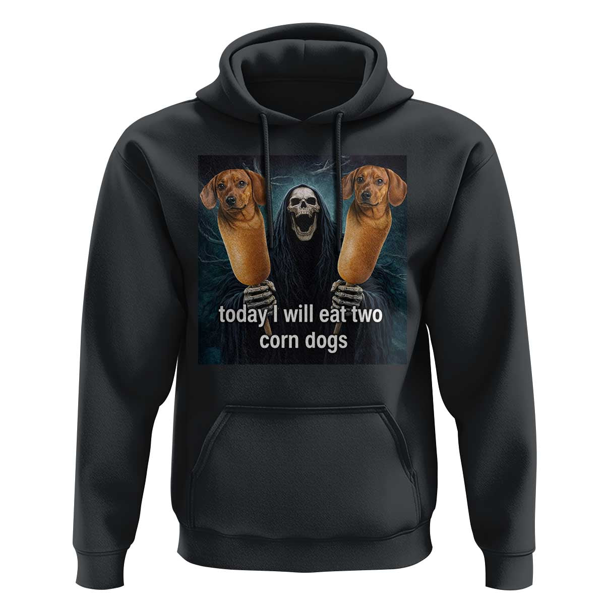 Today I Will Eat Two Corn Dogs Skeleton Meme Hoodie