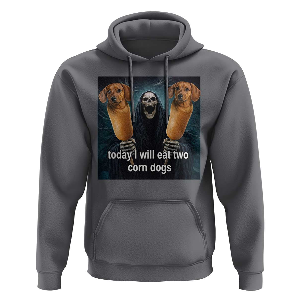 Today I Will Eat Two Corn Dogs Skeleton Meme Hoodie