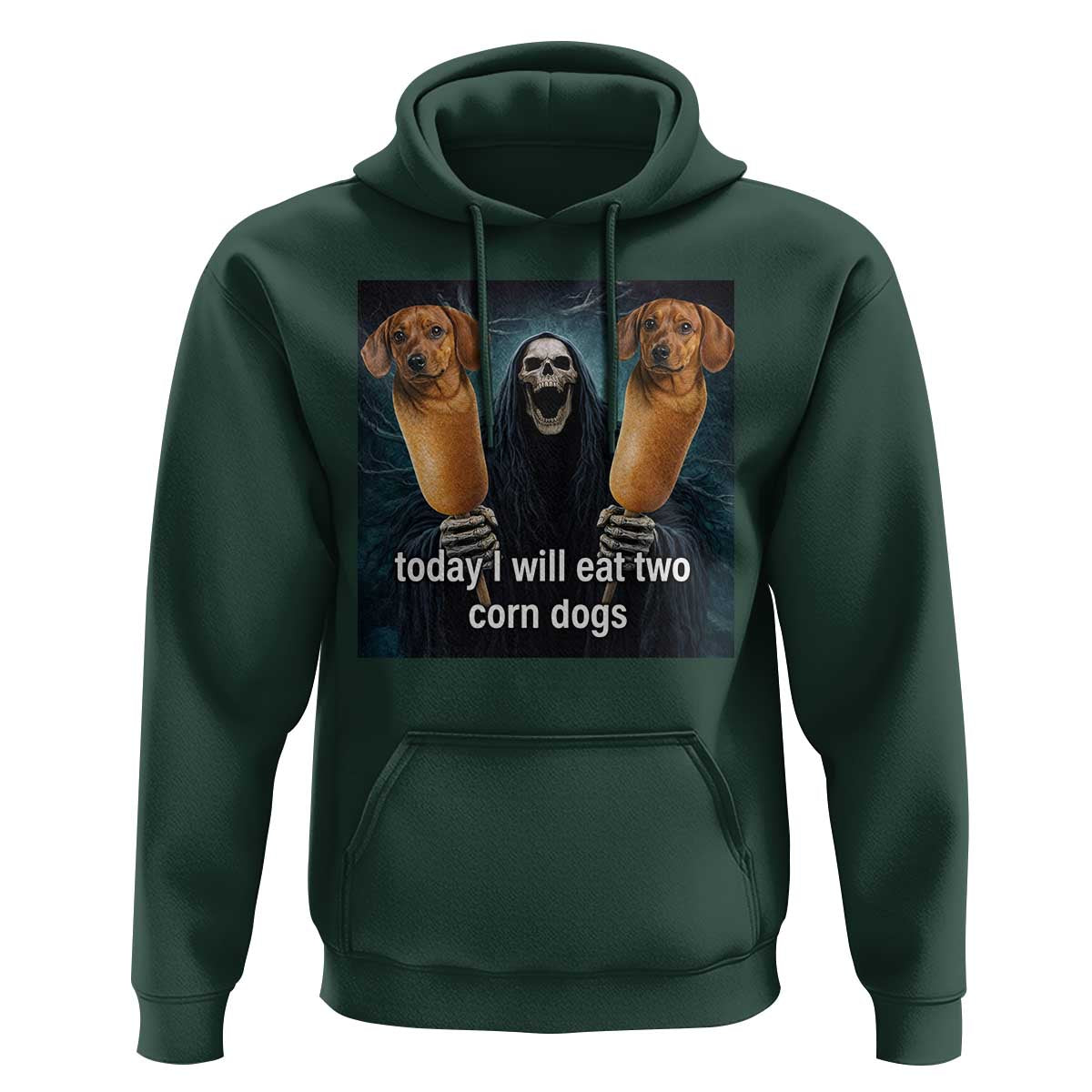 Today I Will Eat Two Corn Dogs Skeleton Meme Hoodie