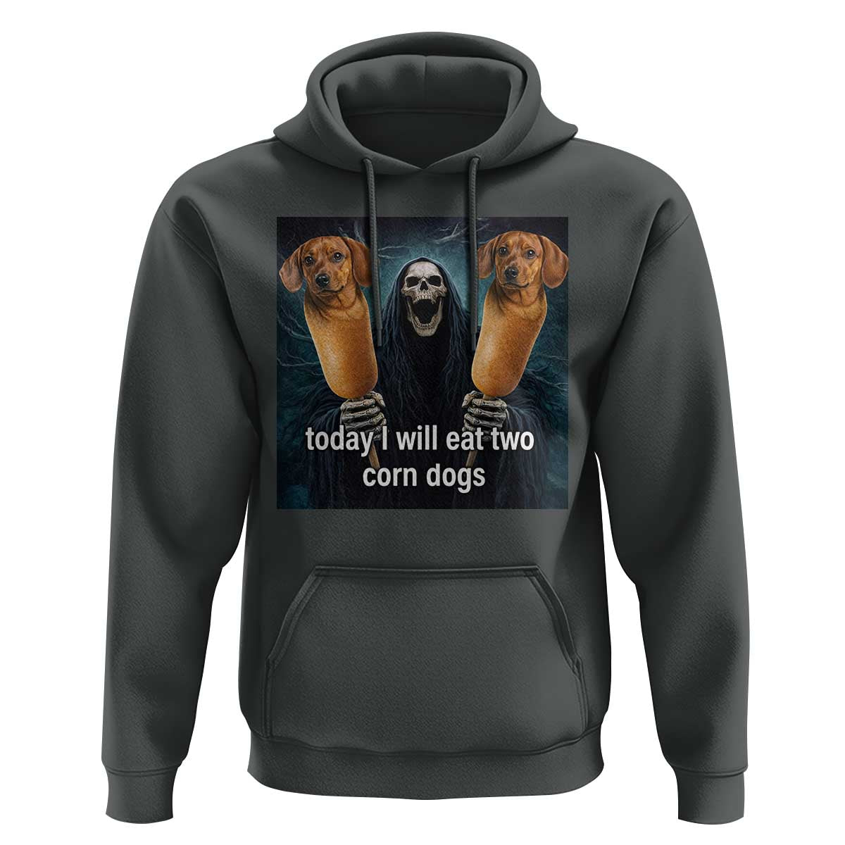 Today I Will Eat Two Corn Dogs Skeleton Meme Hoodie