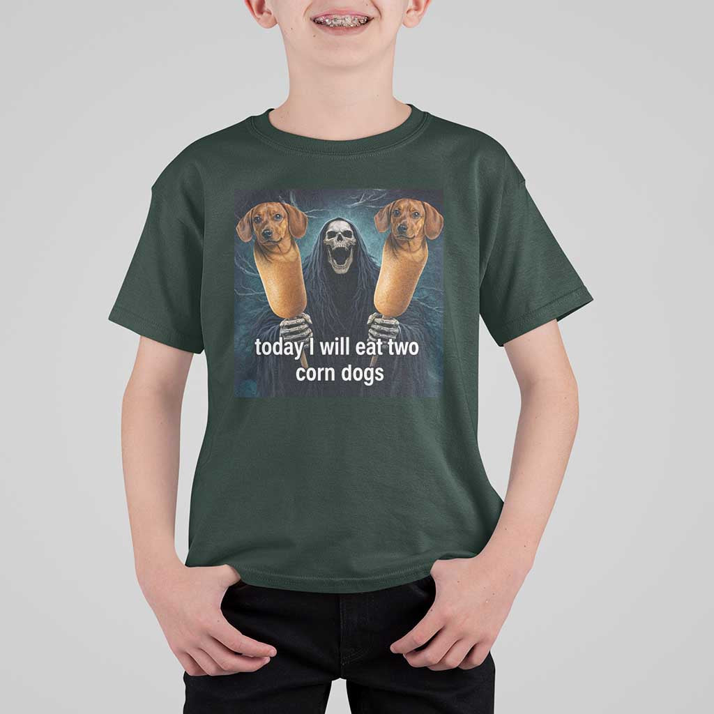 Today I Will Eat Two Corn Dogs Skeleton Meme T Shirt For Kid