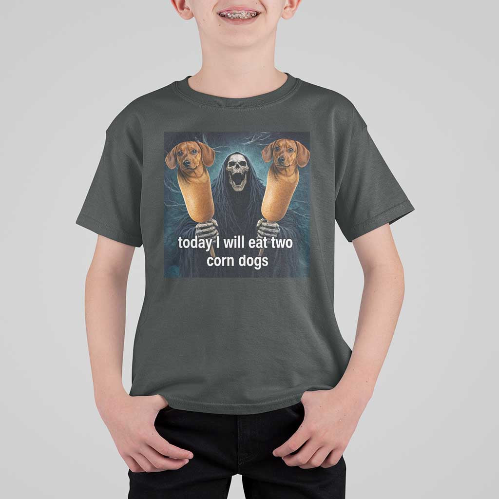Today I Will Eat Two Corn Dogs Skeleton Meme T Shirt For Kid