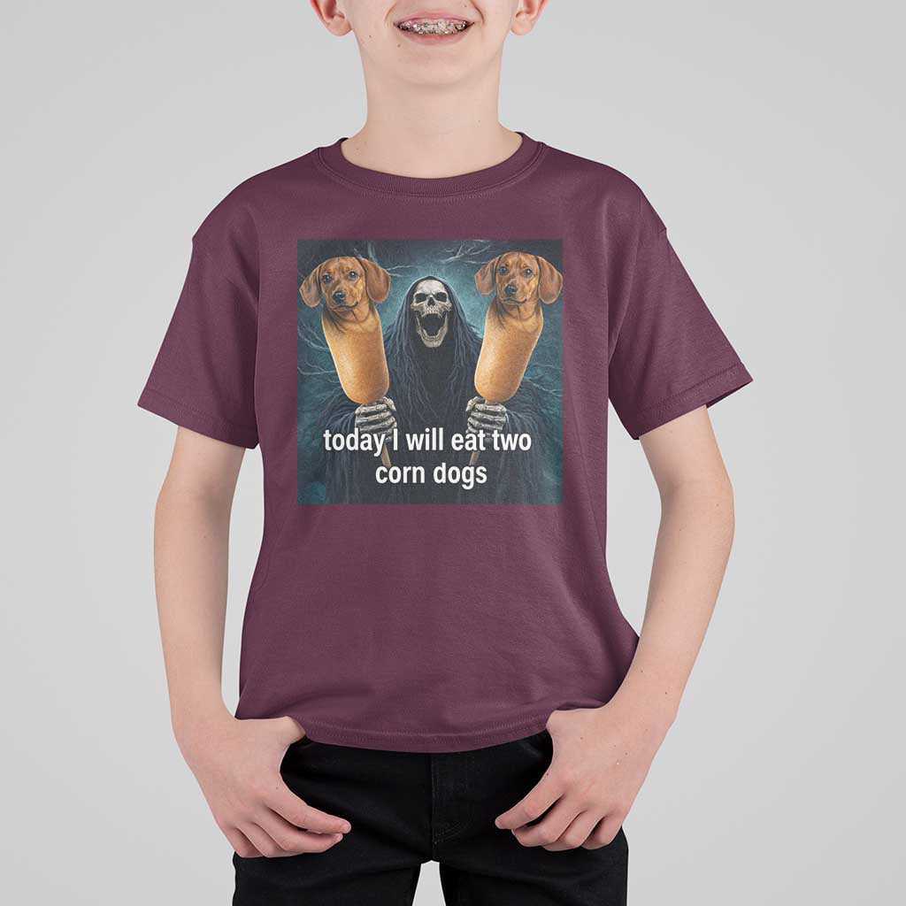 Today I Will Eat Two Corn Dogs Skeleton Meme T Shirt For Kid