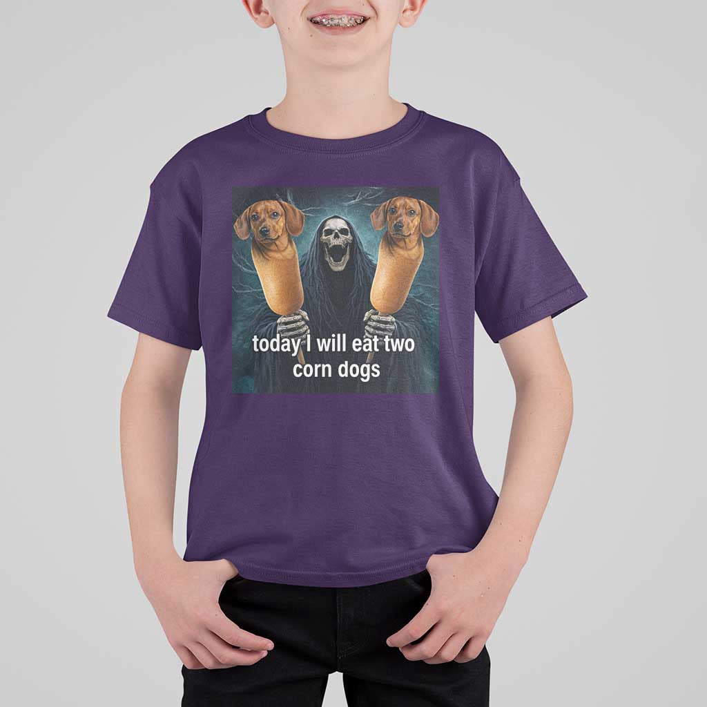 Today I Will Eat Two Corn Dogs Skeleton Meme T Shirt For Kid