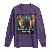 Today I Will Eat Two Corn Dogs Skeleton Meme Long Sleeve Shirt