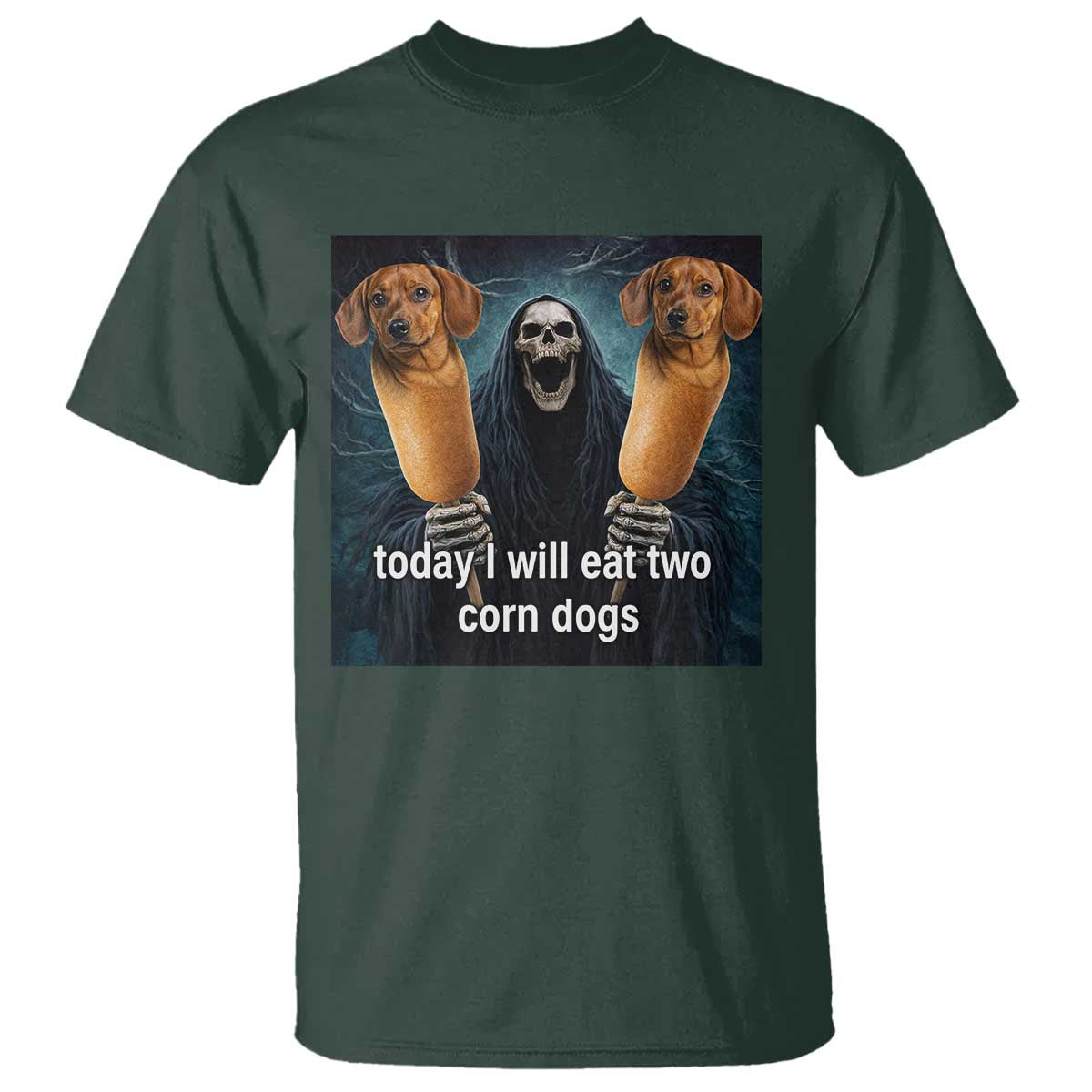 Today I Will Eat Two Corn Dogs Skeleton Meme T Shirt