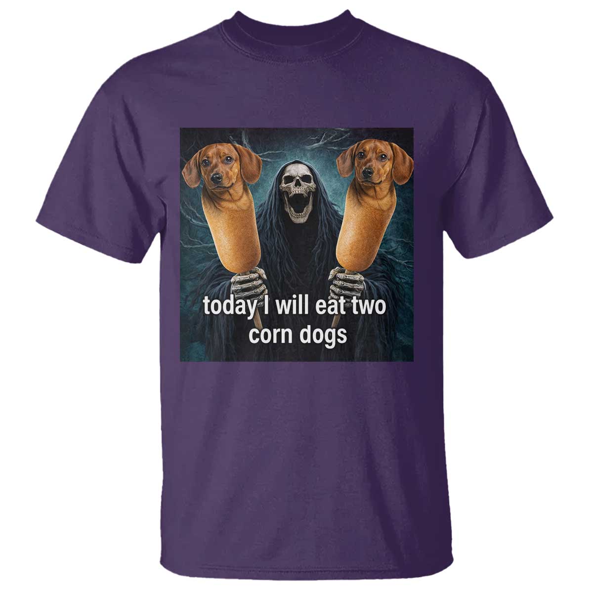Today I Will Eat Two Corn Dogs Skeleton Meme T Shirt