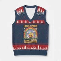 I Made A Poopy And My Tummy Feels Better V-Neck Knit Sweater Vest Funny Inappropriate Vacation Swap Adult - Wonder Print Shop