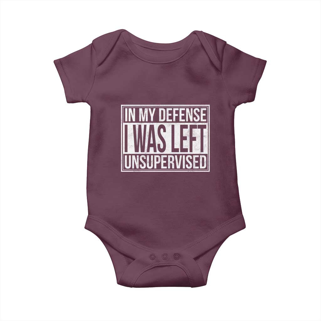 Funny In My Defense I Was Left Unsupervised Baby Onesie - Wonder Print Shop