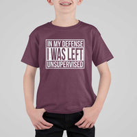 Funny In My Defense I Was Left Unsupervised T Shirt For Kid - Wonder Print Shop