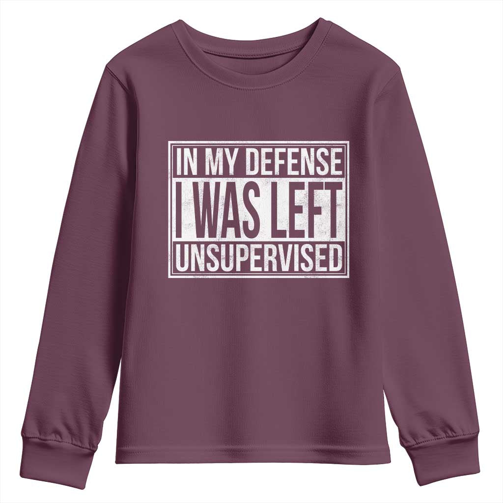 Funny In My Defense I Was Left Unsupervised Youth Sweatshirt - Wonder Print Shop