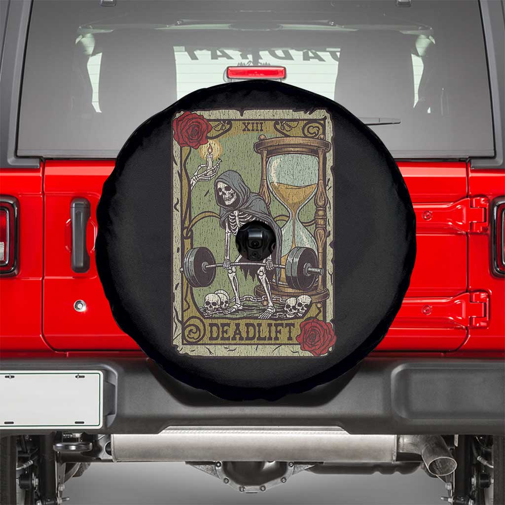 Funny Tarot Card Deadlifts Gym Workout Skeleton Spare Tire Cover