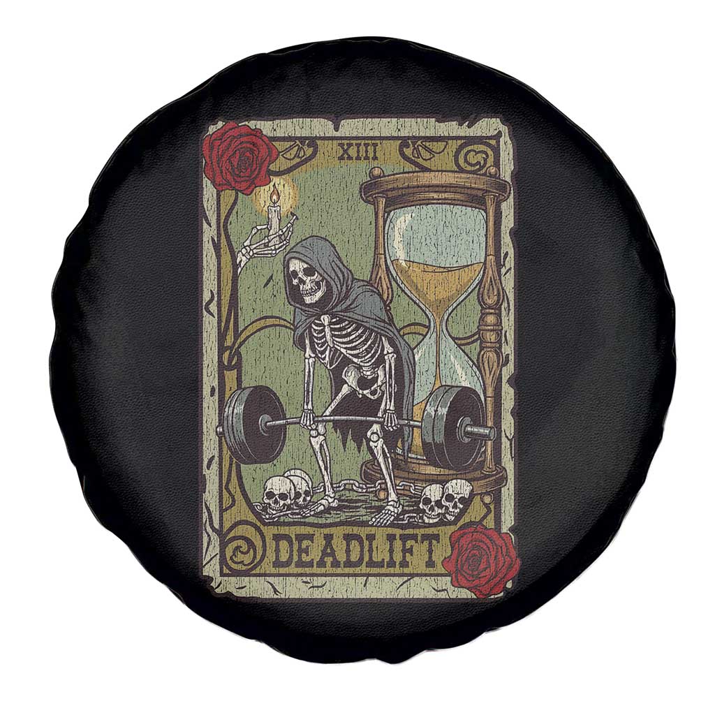 Funny Tarot Card Deadlifts Gym Workout Skeleton Spare Tire Cover