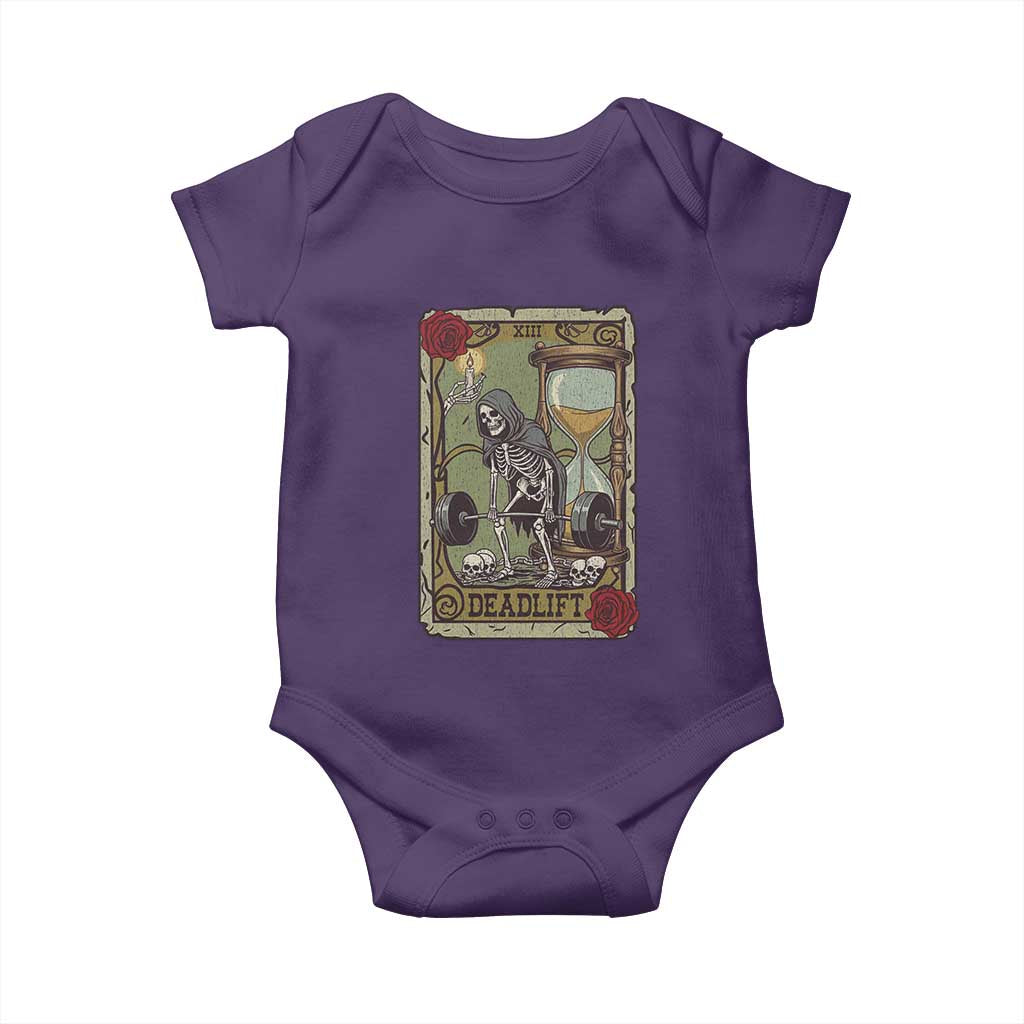 Funny Tarot Card Deadlifts Gym Workout Skeleton Baby Onesie