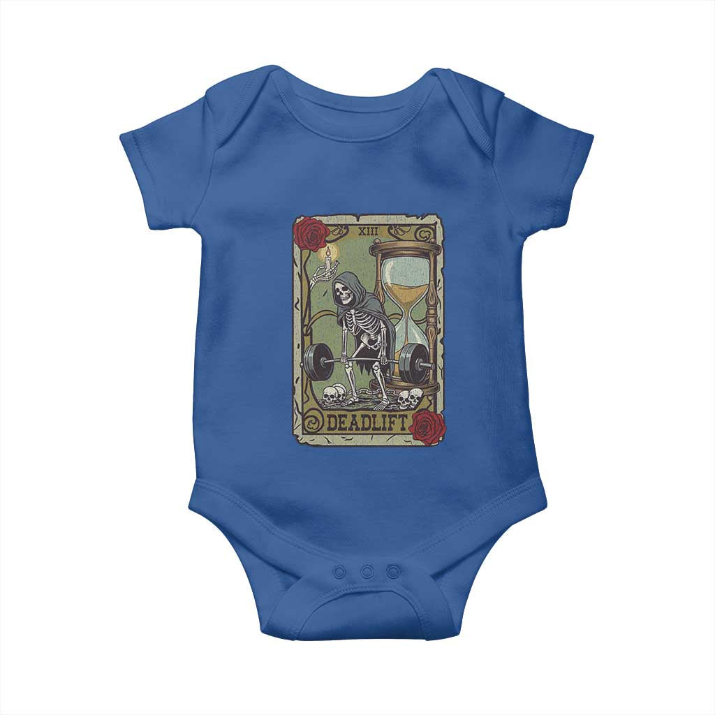 Funny Tarot Card Deadlifts Gym Workout Skeleton Baby Onesie