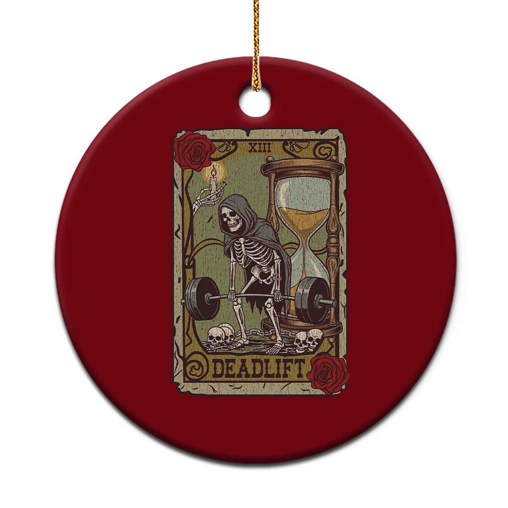 Funny Tarot Card Deadlifts Gym Workout Skeleton Ceramic Ornament