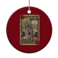 Funny Tarot Card Deadlifts Gym Workout Skeleton Ceramic Ornament