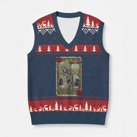 Funny Tarot Card Deadlifts Gym Workout Skeleton V-Neck Knit Sweater Vest