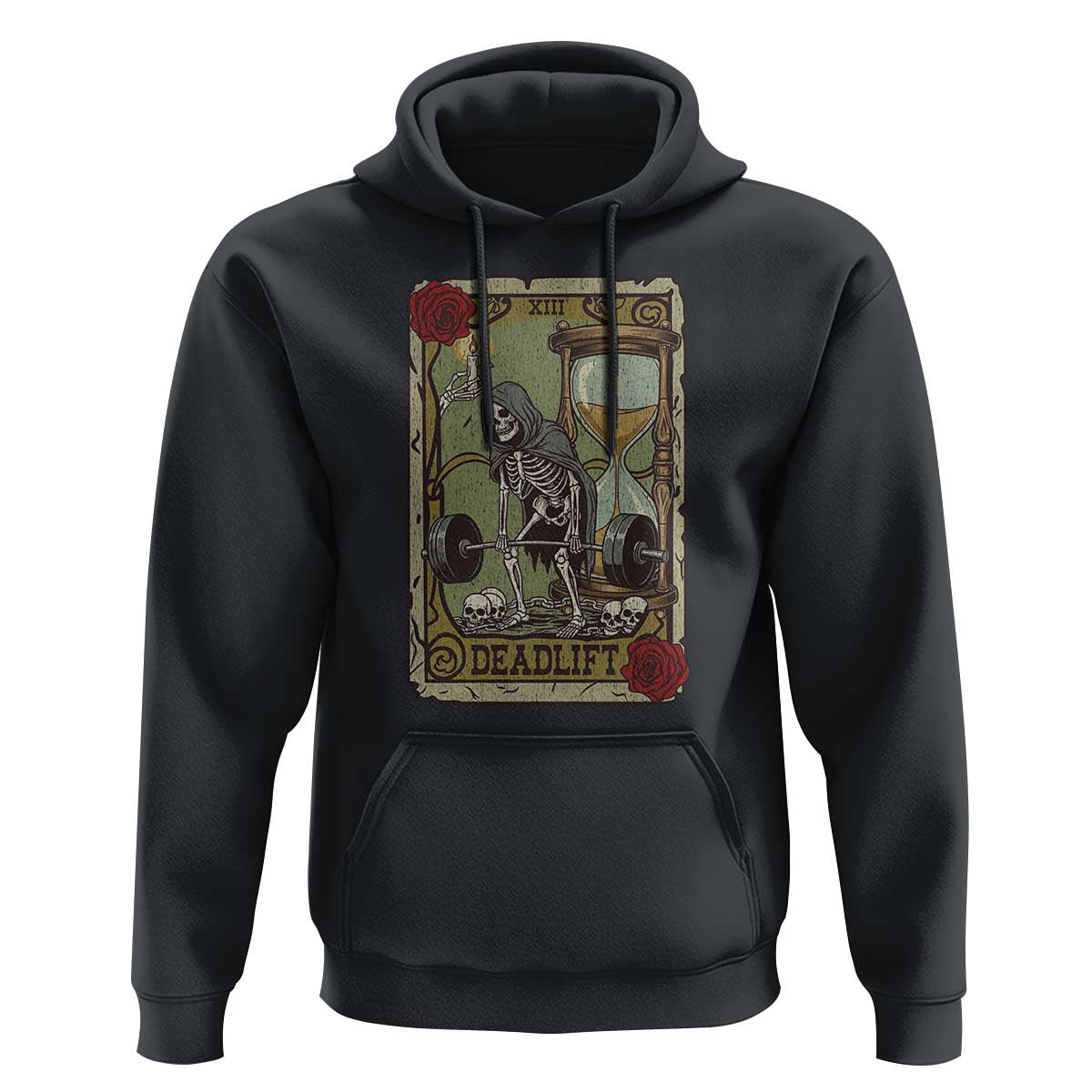 Funny Tarot Card Deadlifts Gym Workout Skeleton Hoodie