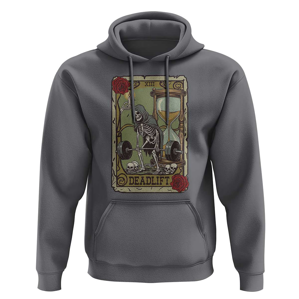Funny Tarot Card Deadlifts Gym Workout Skeleton Hoodie